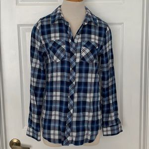 Arizona Jeans & Co Blue and White Flannel- S